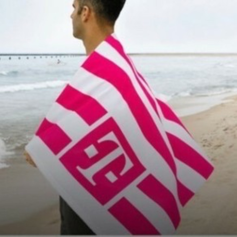 Beach Towel Promo T-Mobile Tuesdays Swag Hot Pink Stripes Bath Pool Polyester